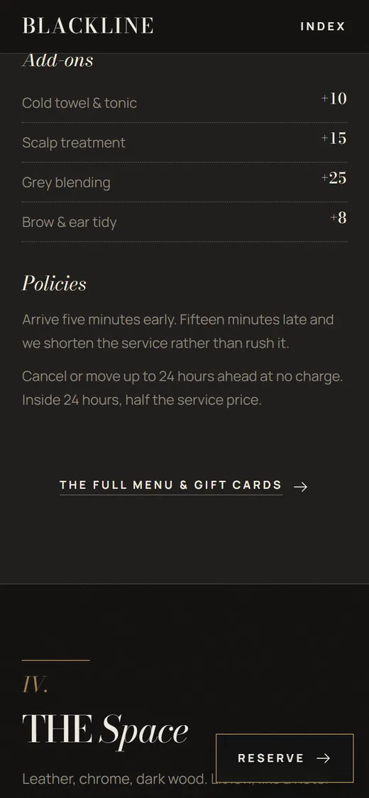 Blackline Barbers on mobile, section 3