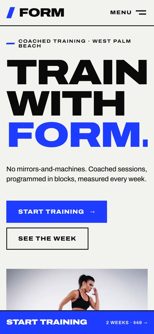 Form Athletics on mobile