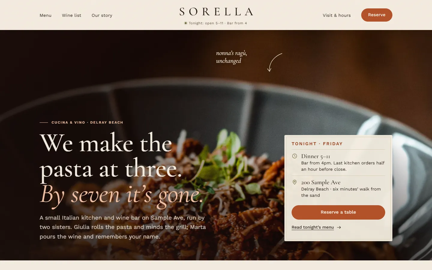 Sorella desktop homepage