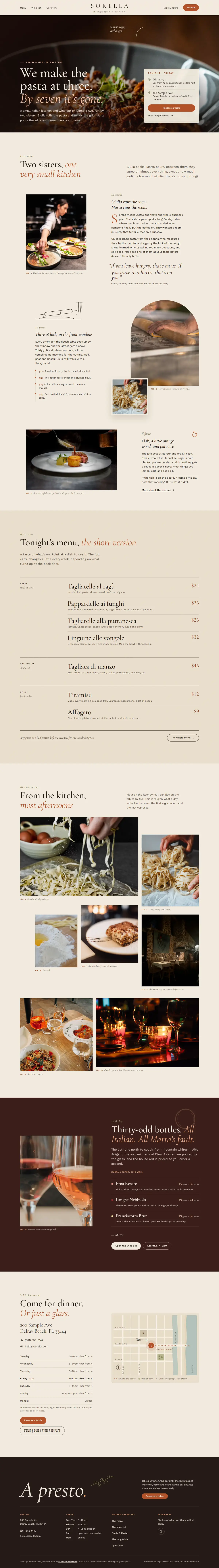 Full-length screenshot of the Sorella homepage
